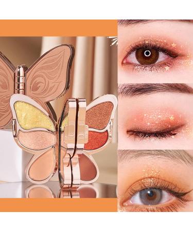 6 Colors Eyeshadow Palette | High Pigmented Matte Glitter Eye Makeup Long Lasting Waterproof | Waterproof Eye Makeup with Butterfly Shape Travel Size Lucky Koi Color - Buy Online on GoSupps.com