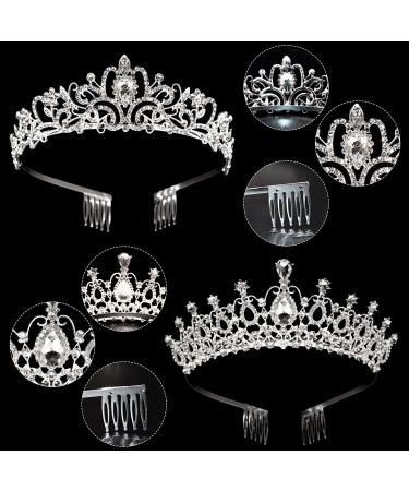Zocone 4 Pack Crystal Rhinestone Bridal Tiara & Birthday Queen Sash - Silver Wedding Crown for Women, Flower Girls, Birthday Headband - Princess Crowns with Comb - Buy Online on GoSupps.com