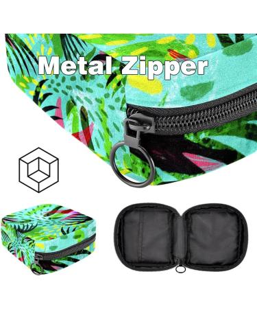 Tropical Leaf Sanitary Napkin Storage Bag - Portable Zippered Pouch for Teen Girls & Women | Ideal Travel Solution - Buy Online on GoSupps.com