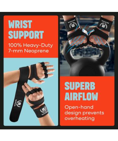 Mava Cross-Training Gloves with Wrist Support | Fitness Weight Lifting & Gym | Silicone Padding | Black XS for Men & Women - International Shipping Available - Buy Online on GoSupps.com