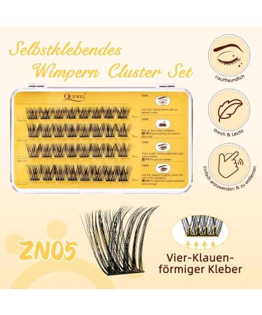 Self-Adhesive Eyelash Clusters - QUEWEL Natural Look No Glue Required 40 Pcs Reusable DIY Extensions for Beginners (ZN05) - Buy Online on GoSupps.com