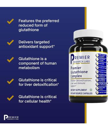 Premier Research Labs Glutathione Complex - Detox & Immune Support - Turmeric, Reishi, Hyssop - 60 Plant Capsules - Buy Online on GoSupps.com