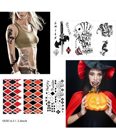 12 Sheets Joker Tattoos for Suicide Squad Harley Quinn - Halloween Costume Accessory and Cosplay Set - Buy Online on GoSupps.com