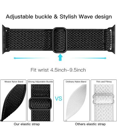 Lerobo Elastic Bands Compatible with Apple Watch | Stretchy Nylon Solo Loop Sport Bands for iWatch SE Series 8 7 6 5 4 3 2 1 | Black 42mm/44mm/45mm/49mm - Buy Online on GoSupps.com