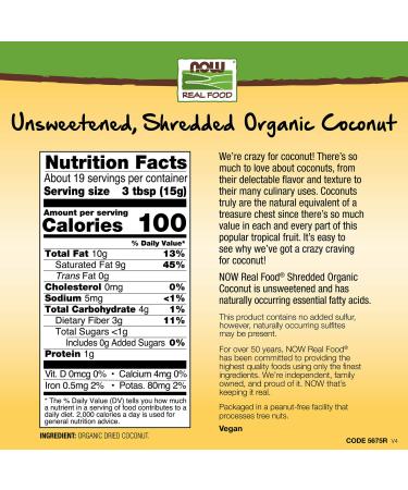 Now Foods Organic Unsweetened Shredded Coconut 10 oz | Real Food Superfood - Buy Online on GoSupps.com