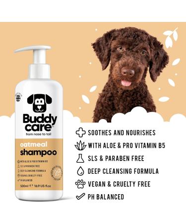 BuddyCares Oatmeal Dog Shampoo - Soothing & Moisturizing for Irritated Skin with Aloe Vera & Pro-Vitamin B5 (500ml x3) - International Shipping Available - Buy Online on GoSupps.com