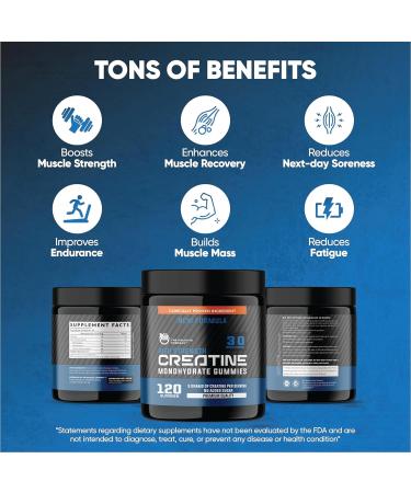 High Strength Creatine Monohydrate Gummies | 5g Per Serving Blueberry Flavor | Pre Workout Energy Boost - Buy Online on GoSupps.com
