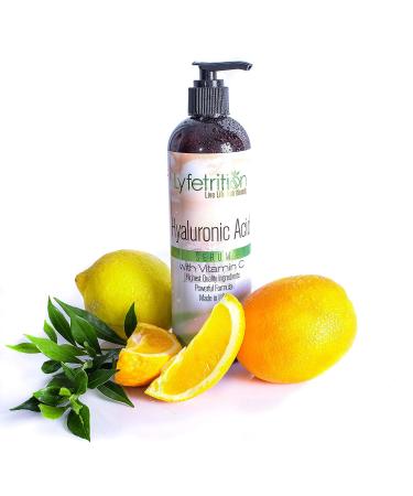 Hyaluronic Acid Serum for Skin - Moisturizing & Hydrating | Natural Face Serum with Vitamin C & Aloe Vera | 12 Fl Oz - Lyfetrition - Buy Online on GoSupps.com