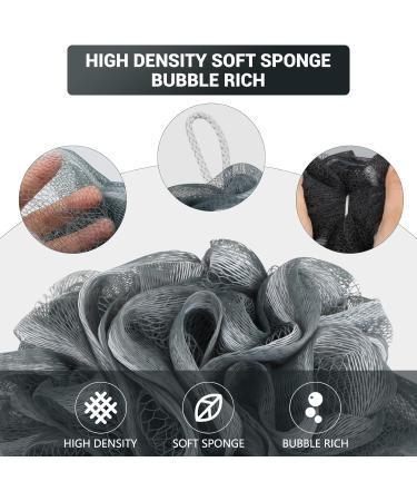 3-Piece Large Shower Puff Set - Soft Loofah Bath Sponge for Men - Exfoliating Body Wash Pouf Scrunchies - Buy Online on GoSupps.com