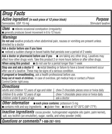 Chocolate Laxatives- Senna Laxative Chocolate 24 ct 15 mg (3 Pack) Set with Basket Goods Store - Buy Online on GoSupps.com