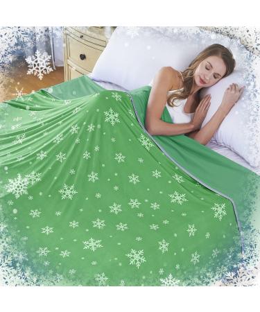 inhand Cooling Blanket Twin Size (59"x79") Cooling Blankets for Hot Sleepers Q-Max 0.45 Decorative Lightweight Breathable Summer Cold Blankets for Sleeping Night Sweats to Keep Cool Green Snow Green-snowflake 59"x79"