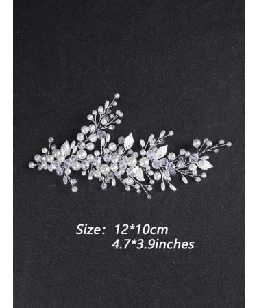 Deniferymakeup Bridal Pearl Headband Leaf Hair Piece Crystal Hair Vine Wedding Hair Accessory for Women and Girls (Silver) - Buy Online on GoSupps.com