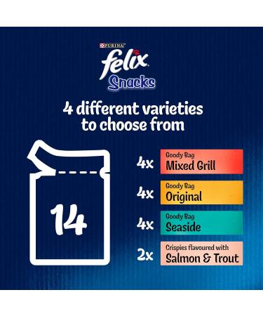 FELIX Mixed Snack Box Adult Cat Treats Pack 810g Mixed 57.86 g (Pack of 14) - Buy Online on GoSupps.com