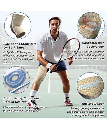 NEENCA Professional XXL Compression Knee Sleeve with Gel Pad & Stabilizers - For Pain Relief, Running, Arthritis - Skin - Buy Online on GoSupps.com