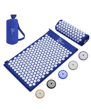 Acupressmatte & acupressure pillow for massage & pain relief acupressure set for relaxation stimulation and meditation acupressure mat (blue)