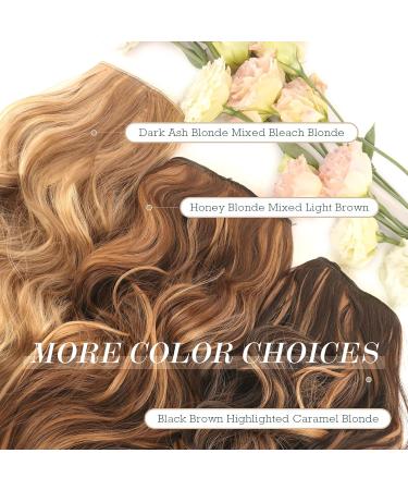 FESHFEN Invisible Wire Hair Extensions - 16 Long Wavy Synthetic Hairpieces for Women - Adjustable Size with Clips - Honey Blonde/Light Brown - Buy Online on GoSupps.com