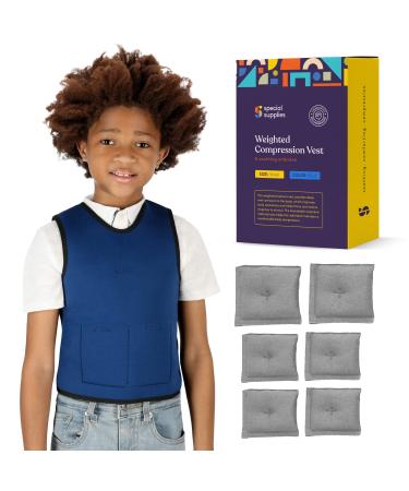 Special Supplies Weighted Sensory Compression Vest for Kids with Processing Disorders, ADHD, and Autism, Calming and Supportive with Adjustable Weight Fit (Small 17x30 inches) Small (Pack of 1)