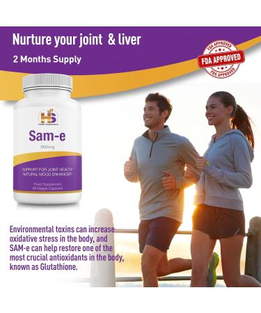 HS Health Supplements Sam-e 500mg L-Methionine - Mood & Joint Support | Vegan, Gluten & Soy Free | 2 Months Supply - Buy Online on GoSupps.com