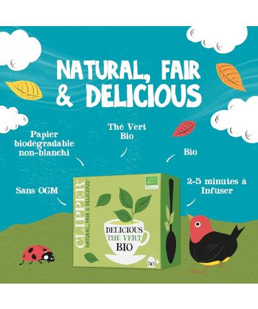 CLIPPER - Organic Green Tea - Delicious - Fair Trade - Large Size - 50 Organic Tea Bags - 1 pack - Buy Online on GoSupps.com