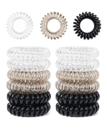 Sularpek 12 pieces spiral hair tie telephone cable hair tie elastic braid rubber hair tie women hair band telephone cable for girls and women black bright coffee transparent - Buy Online on GoSupps.com