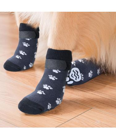RANYPET Anti Slip Dog Socks 3 Pairs - Dog Grip Socks with Straps for Indoor Traction Control | Pet Paw Protector for Small Medium Large Dogs | Medium Paw Pattern - Buy Online on GoSupps.com