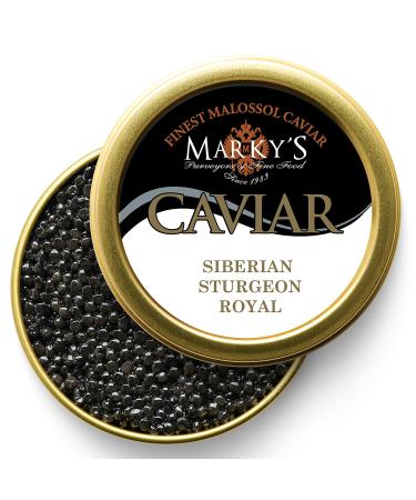 Markys Siberian Sturgeon Royal Caviar  1.75 oz / 50 g - Premium Sturgeon Malossol Black Roe  GUARANTEED OVERNIGHT