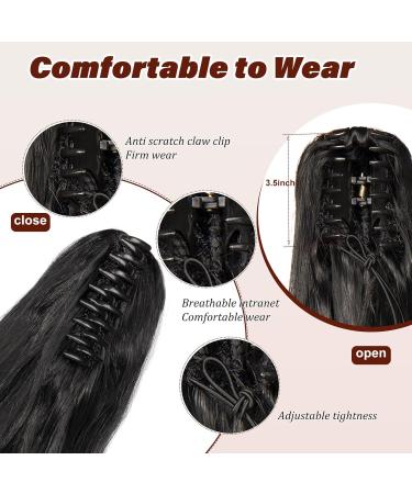 Dcbaboo Ponytail Extension Curly 18inch Claw Clip in Ponytail Hair Extensions Long Wavy Synthetic Pony tails Natural Wave One Piece Hairpiece Fake Ponytail for Women Black 18 inch 140g Black - Buy Online on GoSupps.com