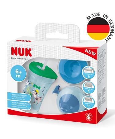 NUK 3-in-1 Drinking Cup Set - Trainer Magic Cup & Action Bottle | BPA-Free | Green Leopard | Perfect for Boys 6+ Months - Buy Online on GoSupps.com