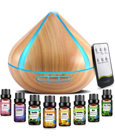 Vaaghanm 500 ml essential Oil diffuser with 8 oils aromatherapy diffuser with remote control 4 timers automatic Waterless Shut-Off for Large Space made of plastic brown - Buy Online on GoSupps.com