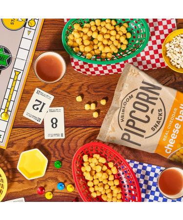 Pipcorn Heirloom Cheddar Cheese Balls 1oz 24 Pack - Gluten Free & Non-GMO Snack with Organic Cheese - Preservative Free Halloween Treats - Buy Online on GoSupps.com