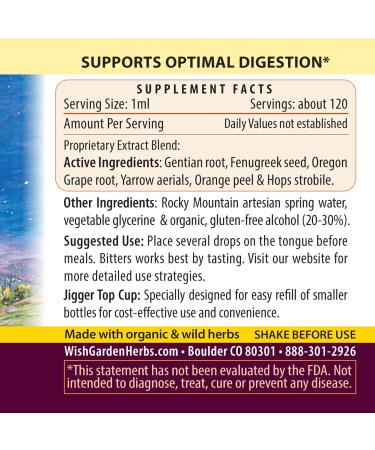 WishGarden Herbs Badass Bitters - Organic Gentian Root & Fenugreek Seed Bitters for Digestion - 4oz Digestive Enzymes Supplement - Buy Online on GoSupps.com