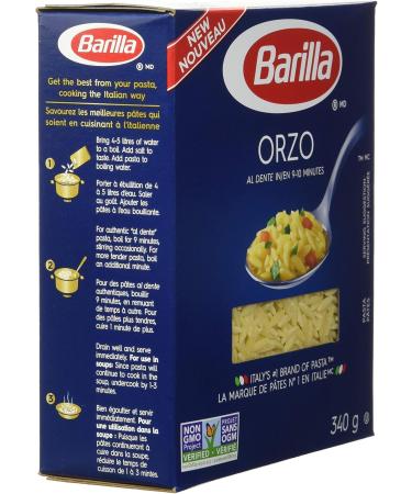 Barilla Orzo Soup Cuts Pasta | 340 Grams (Pack Of 16) | Rice Shaped Noodles for Soups Sauce and Salad | Non-GMO Pasta Made with Durum Wheat Semolina | Enriched with Iron and B Vitamins | Kosher Certified - Buy Online on GoSupps.com