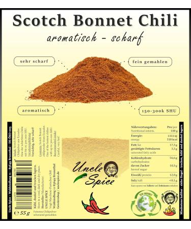 Uncle Spice Scotch Bonnet Chili Powder 55g - Premium Tropical Fruity Spice Finely Ground Very Hot International Shipping Available - Buy Online on GoSupps.com