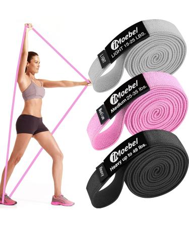 Imoebel Fitness Band Set | Long Resistance Tapes for Strength Training CrossFit Yoga - 3 Colors (Gray/Pink/Black) | Non-Wound Pull-Up Bands for Home Workout - Buy Online on GoSupps.com