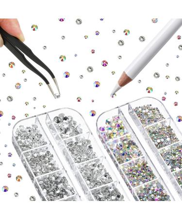 9000-Piece Nail Art Rhinestones Set - Colorful Crystal Gems with Picker & Tweezers | Mixed Sizes for Nail Design - Buy Online on GoSupps.com