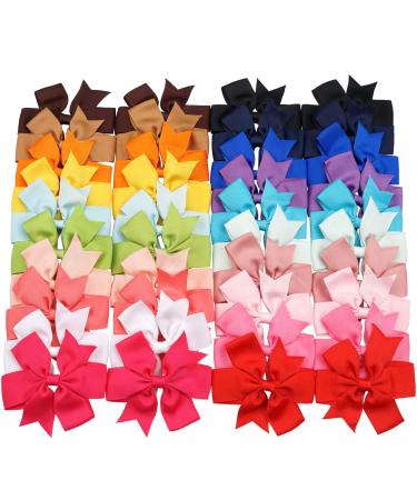 40Piece 3 Inch Boutique Grosgrain Ribbon Pinwheel Hair Bows Alligator Clips For Girls Toddlers Accessories Teens Gifts In Pairs Solid