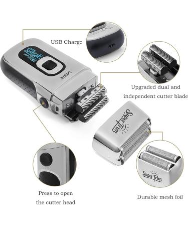 VGR Double Foil Electric Shaver for Men - 3 Speed Adjustable Razor Bald Head & Beard Trimmer Perfect Gift for Fathers & Boyfriends - Buy Online on GoSupps.com