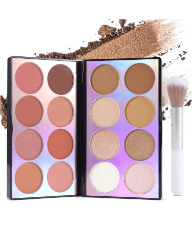 Erinde Blush Palette Contour & Highlighter Pallet Mineral Powder Blusher All in One Makeup Palette for Cheeks Face Bronzer Shimmer & Matte Finish Natural Glow Blendable Cruelty Free - Buy Online on GoSupps.com