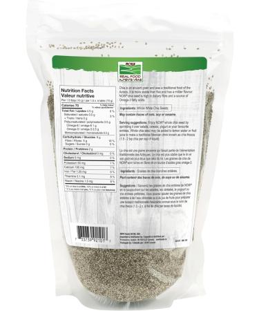 NOW Foods Organic Whole White Chia Seeds Source of Essential Fatty Acids and Fiber Certified Non-GMO 1 kg (Packaging May Vary) White Chia seeds 1 kg (Pack of 1) - Buy Online on GoSupps.com