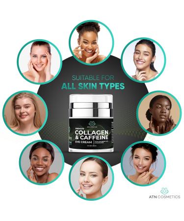 ATN Cosmetics Caffeine Eye Cream Collagen Eye Cream for all skin types For Wrinkles & Dark Circles and Puffiness Infused with Hyaluronic Acid & Niacinamide 1.7 OZ / 50 G - Buy Online on GoSupps.com