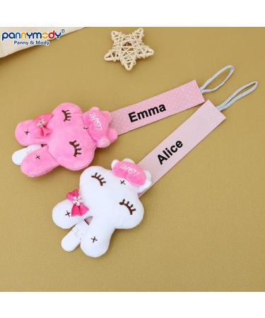 Personalized Cotton Pacifier Chain with Name Clip | Panny & Mody Baby Shower Gift | Rabbit-White Pacifier Holder - Buy Online on GoSupps.com