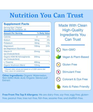 Nectar Calm Magnesium Glycinate Drink Mix - Sugar Free & Zero Calorie - with Organic Ashwagandha, Vitamin D, L-Theanine, Electrolytes - Deep Sleep, Relax, Focus & Calm - Non-GMO (Variety 30 Sticks) Variety 30 Servings (Pack  - Buy Online on GoSupps.com