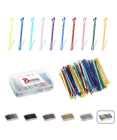 Biribila Bobby Pins 150 Pcs 6cm Long Hair Grips with Storage Box Thicker & Strong Kirby Grips for All Type of Hairs Hair Pins for Hair Styling & Make UP (Multi-Color)