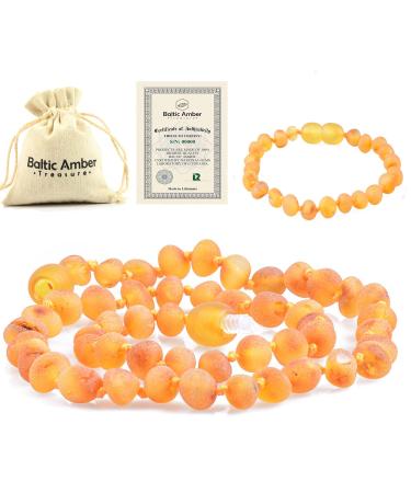 RAW Baltic Amber Necklace and Bracelet Gift Set - Certified Authentic Natural Amber from Baltic Region