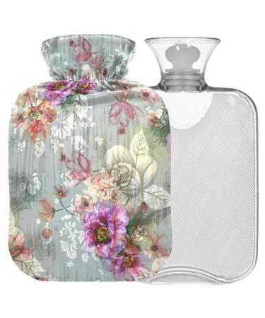 NAANLE hot water bottle with cover colorful digital flower transparent hot water bottle hot water bottle to relieve back pain handfoot warmers neck and cold therapy 2 L