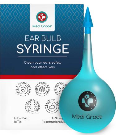 Medi Grade Ear Wax Removal Kit 2.54 fl oz Ear Bulb Syringe with Quad-Stream Tip - Safe and Effective Drug-Free Ear Cleaner Earwax Removal Kit for Adults and Kids - 100% Natural Ear Cleaning Kit