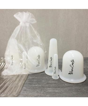 Silicone Massage Buttons Set - Face & Body Chinese Cupping - 3 Sizes | White | International Shipping - Buy Online on GoSupps.com