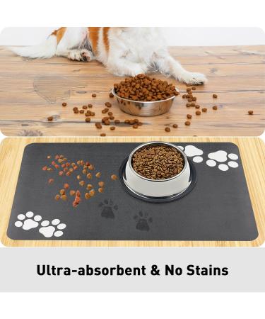 Yokupotac Non-Slip Dog Bowl Pad | Super Absorbent Mat for Cats & Dogs | 50x30 cm Gray Feeding Underlay - Buy Online on GoSupps.com