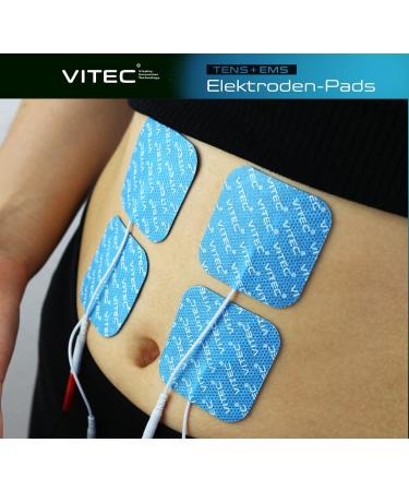 VITEC 4 Adhesive Electrodes Patches for TENS & EMS Devices - 5x5 cm Electrodes for Pain Relief & Muscle Training - Buy Online on GoSupps.com