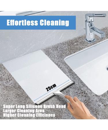 Shower Squeegee Bathroom Window Glass Squeegee All-Purpose Silicone Blade Window Glass Wiper Tools Raclette Douche for Doors Window Car Mirror Glass Ceramic Wall with Hook(10 inch Silver) - Buy Online on GoSupps.com